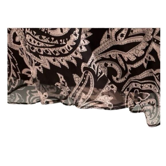 Vision Apparel Silk Beaded Blouse Black White Paisley Print Ruffle V-Neck 2X - Picture 5 of 7